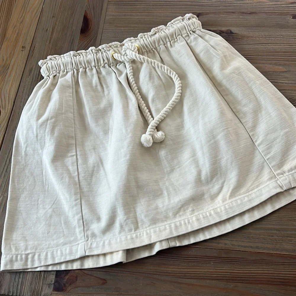 J. Crew Ivory Pull On Rope Tie Drawstring Waist Mini Skirt Nautical Cotton S